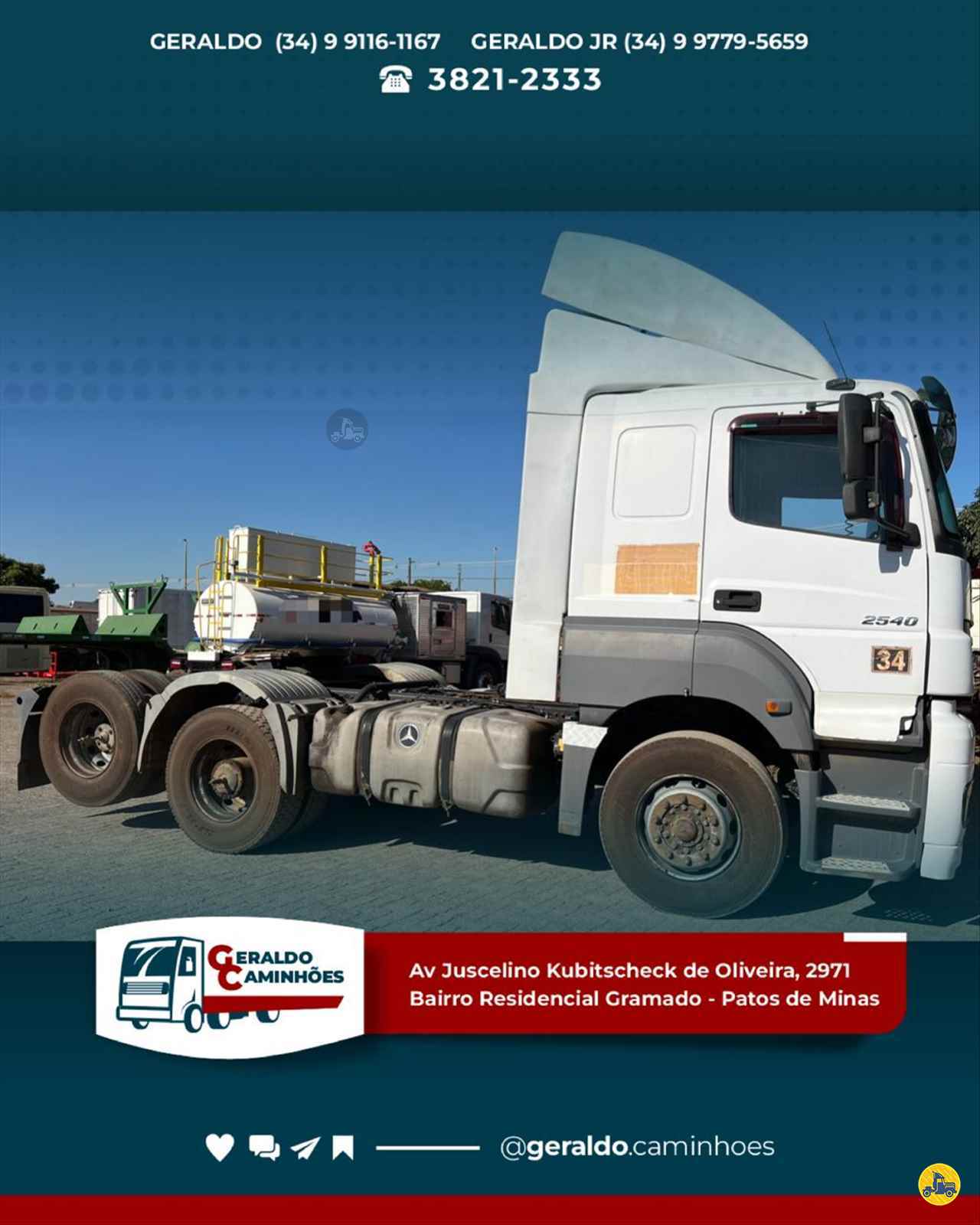 CAMINHAO MERCEDES-BENZ MB 2540 Cavalo Mecânico Truck 6x2 Geraldo Caminhões PATOS DE MINAS MINAS GERAIS MG